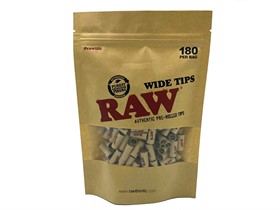 Фильтры для самокруток Raw Prerolled Tips WIDE бумажные (18 x7,2 мм) 180 шт - фото 13221