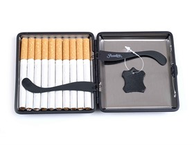 Портсигар Passatore на 20 сигарет натуральная кожа Черный C101 - фото 14642