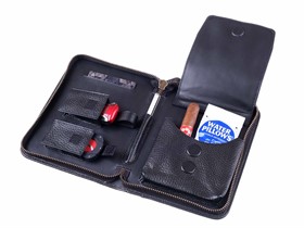 Сигарная сумка P&A на 6 сигар, натуральная кожа, черная C251-Black - фото 14648